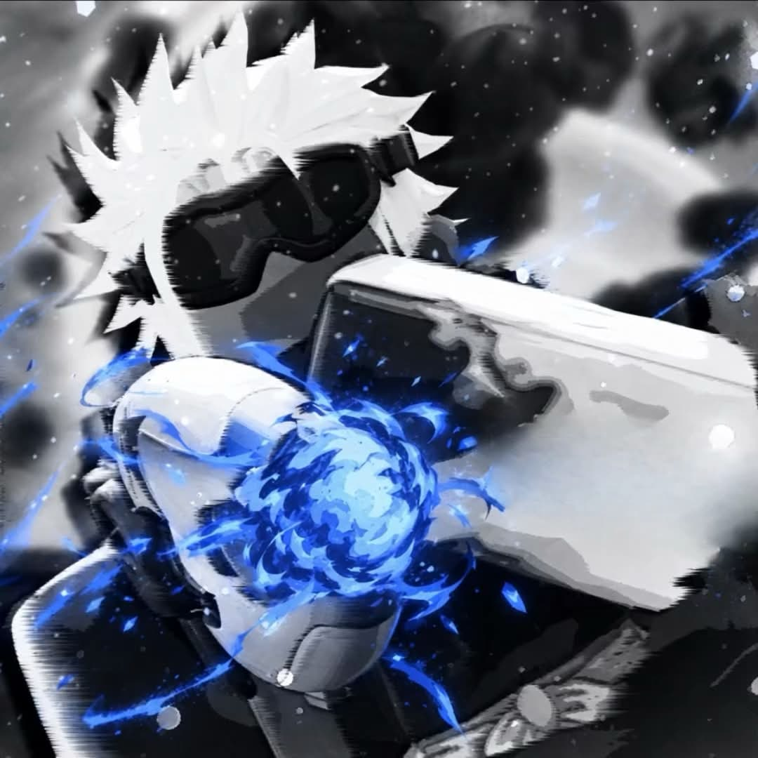 White-haired Roblox character holding a glowing blue energy orb